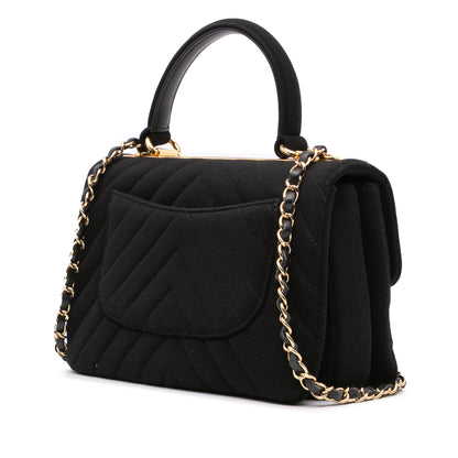 Chanel Small Chevron Jersey Trendy CC Flap Black