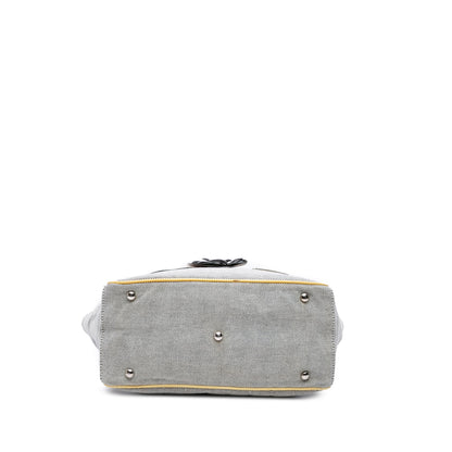 Chanel CC Camellia No. 5 Choco Bar Canvas Tote Gray