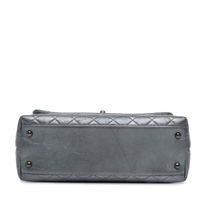 Chanel Small Quilted Aged Calfskin Coco Top Handle Bag Gray