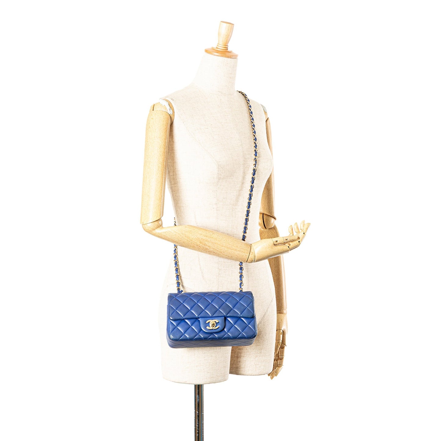 Chanel Mini Rectangular Classic Lambskin Single Flap Blue