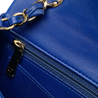 Chanel Mini Rectangular Classic Lambskin Single Flap Blue