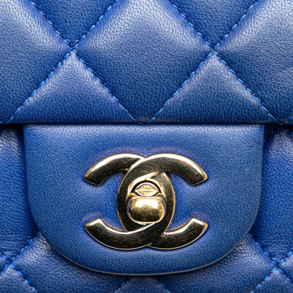 Chanel Mini Rectangular Classic Lambskin Single Flap Blue