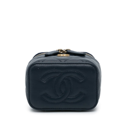 Chanel Small Lambskin Top Handle Vanity Bag Blue