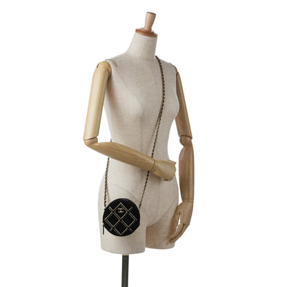 Chanel Velvet Pearl Sequin Round Crossbody Black