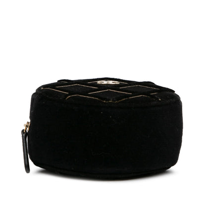 Chanel Velvet Pearl Sequin Round Crossbody Black