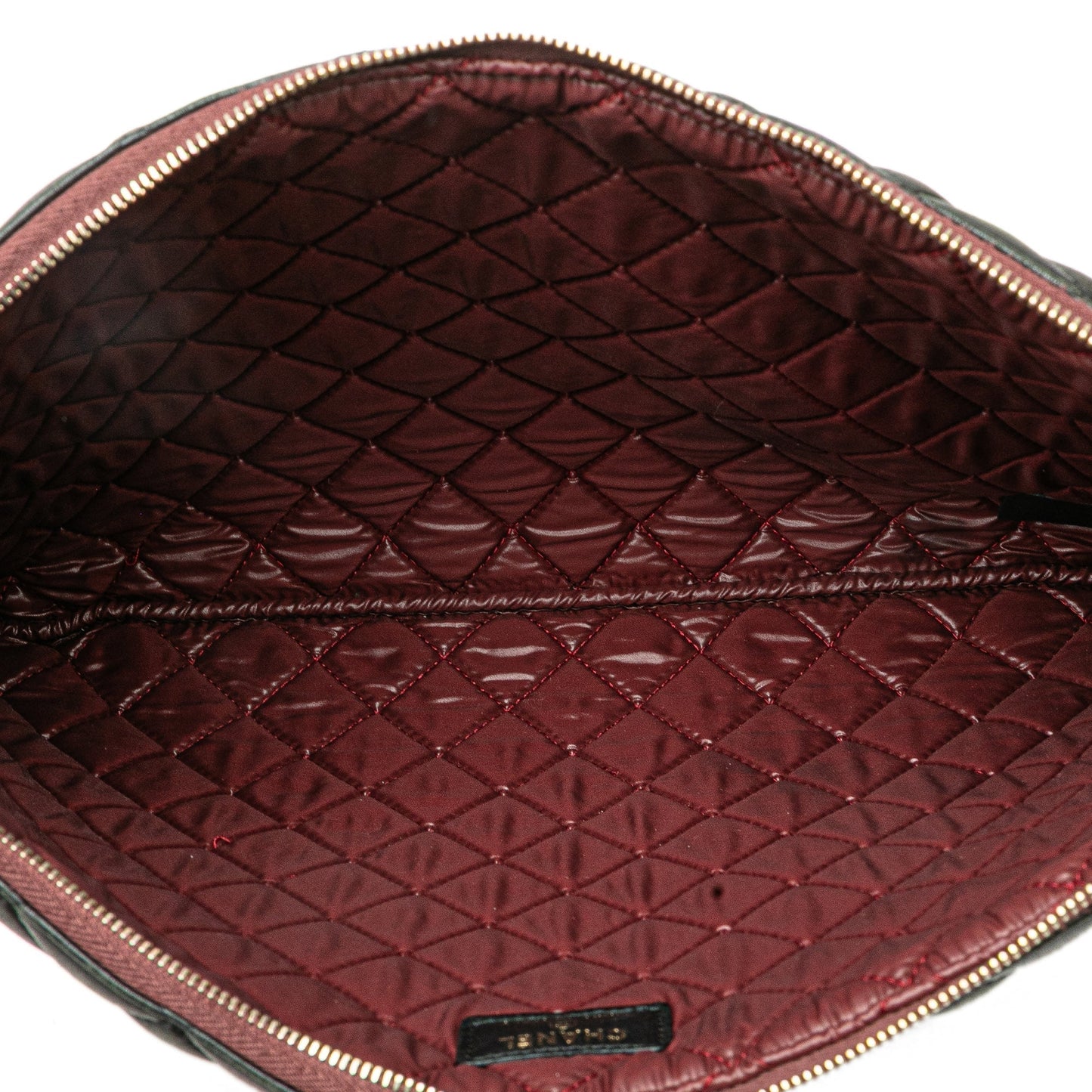 Chanel Large Quilted Lambskin O Case Clutch Black