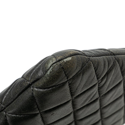 Chanel Large Quilted Lambskin O Case Clutch Black