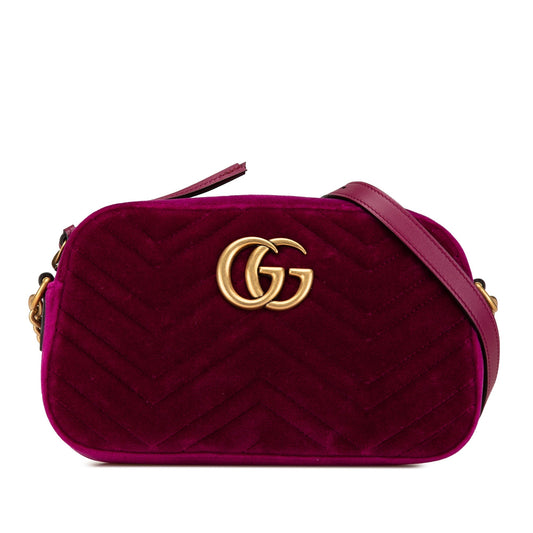 Gucci Small GG Marmont Velvet Matelasse Crossbody Purple