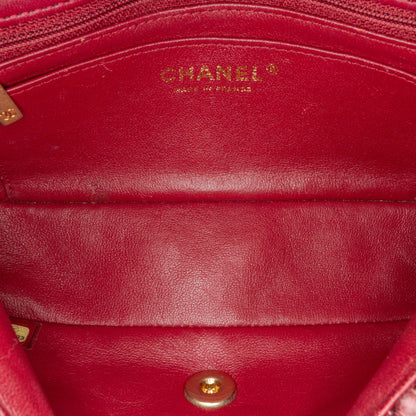 Chanel Mini Braided Classic Tweed Single Flap Bag Red