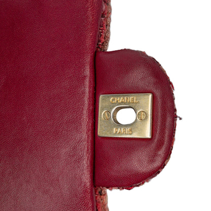 Chanel Mini Braided Classic Tweed Single Flap Bag Red