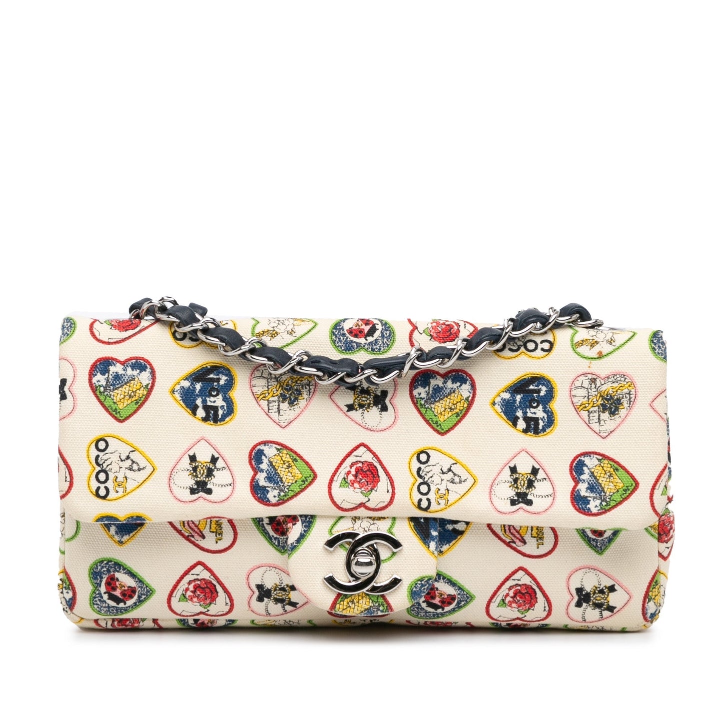 Chanel Small Canvas Valentine Heart Flap White