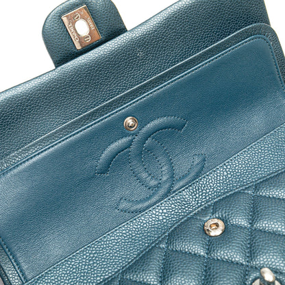 Chanel Medium Classic Caviar Double Flap Blue