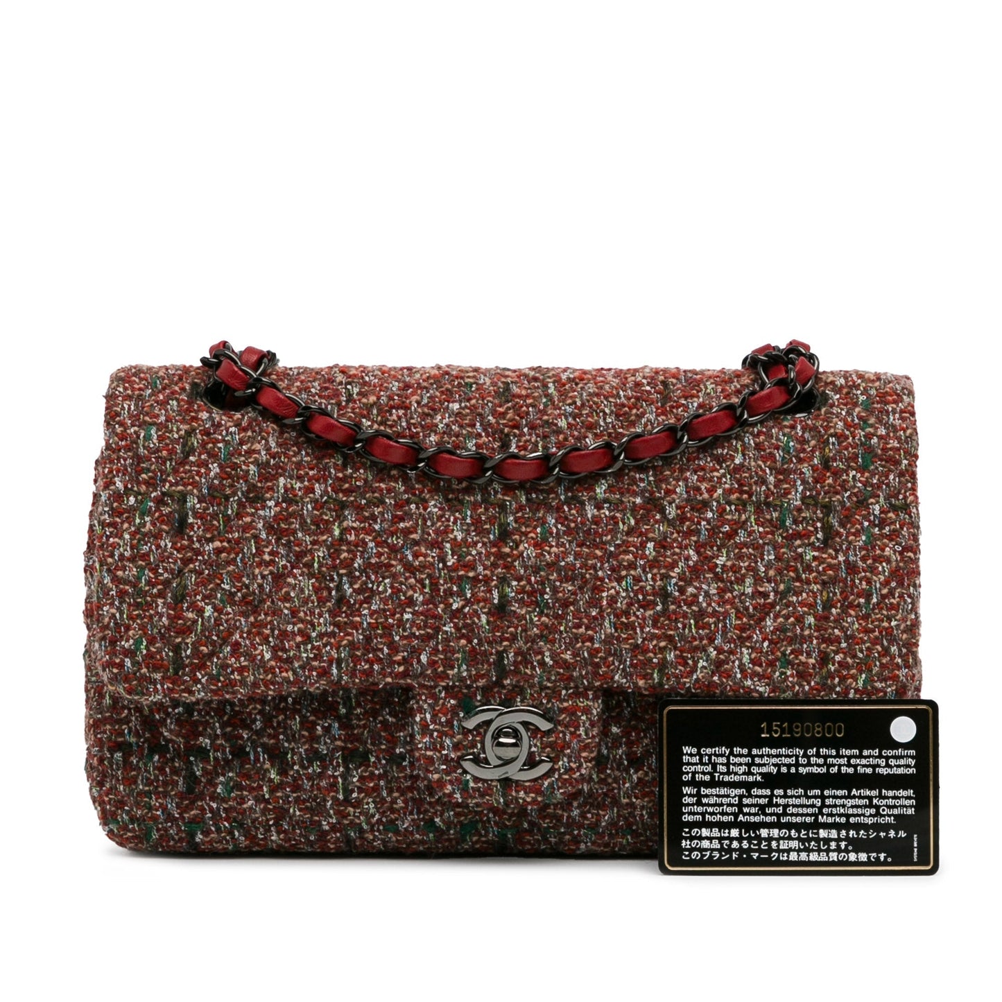 Chanel Medium Classic Tweed Double Flap Red