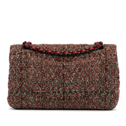 Chanel Medium Classic Tweed Double Flap Red