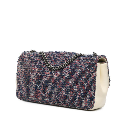Chanel Medium Tweed Single Flap Blue