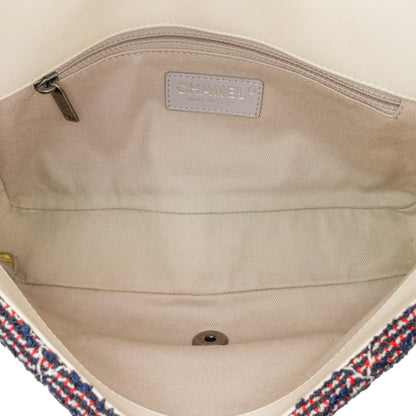 Chanel Medium Tweed Single Flap Blue