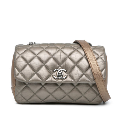 Chanel Mini Quilted Metallic Calfskin Lady Pearly Flap Brown
