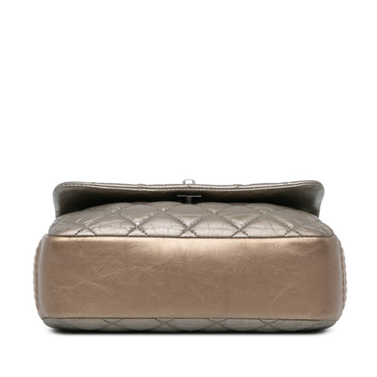 Chanel Mini Quilted Metallic Calfskin Lady Pearly Flap Brown