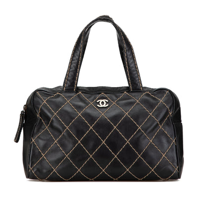 Chanel CC Wild Stitch Lambskin Handbag Black