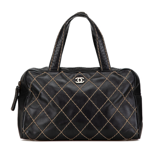 Chanel CC Wild Stitch Lambskin Handbag Black