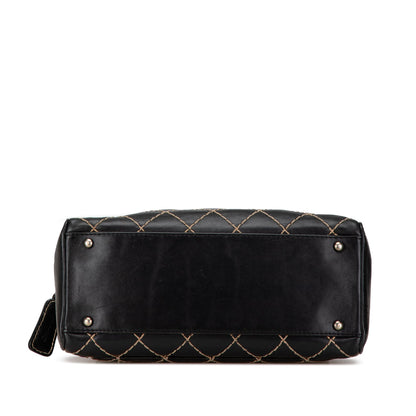 Chanel CC Wild Stitch Lambskin Handbag Black