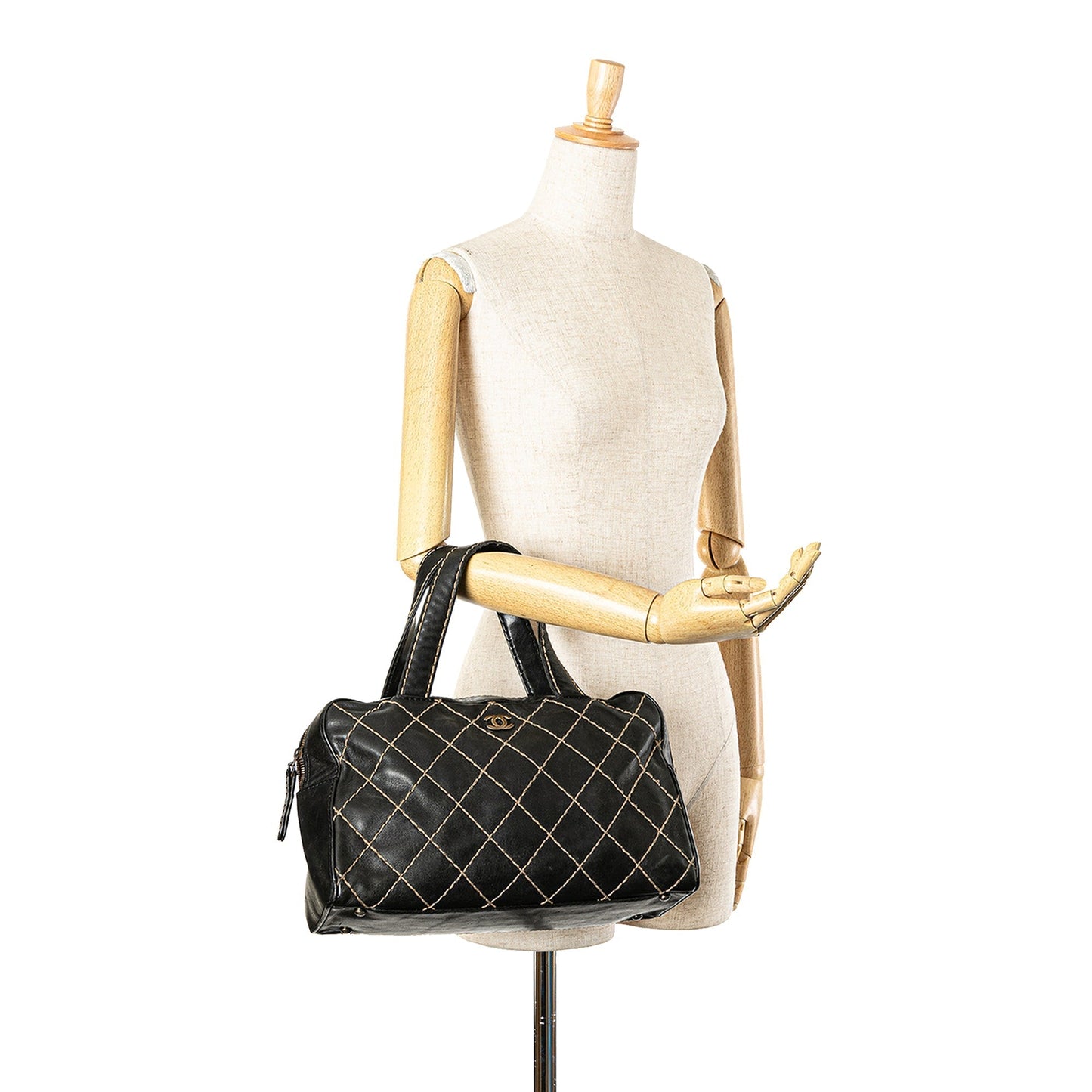 Chanel CC Wild Stitch Lambskin Handbag Black