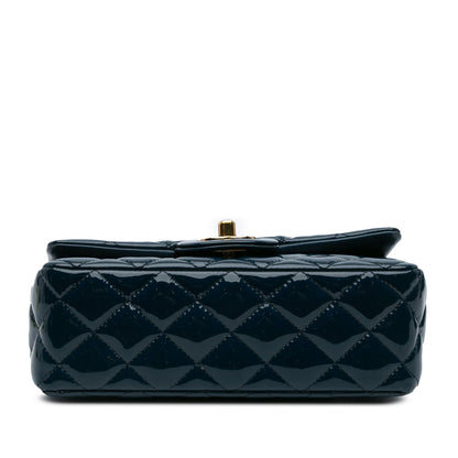 Chanel Mini Rectangular Classic Patent Single Flap Blue