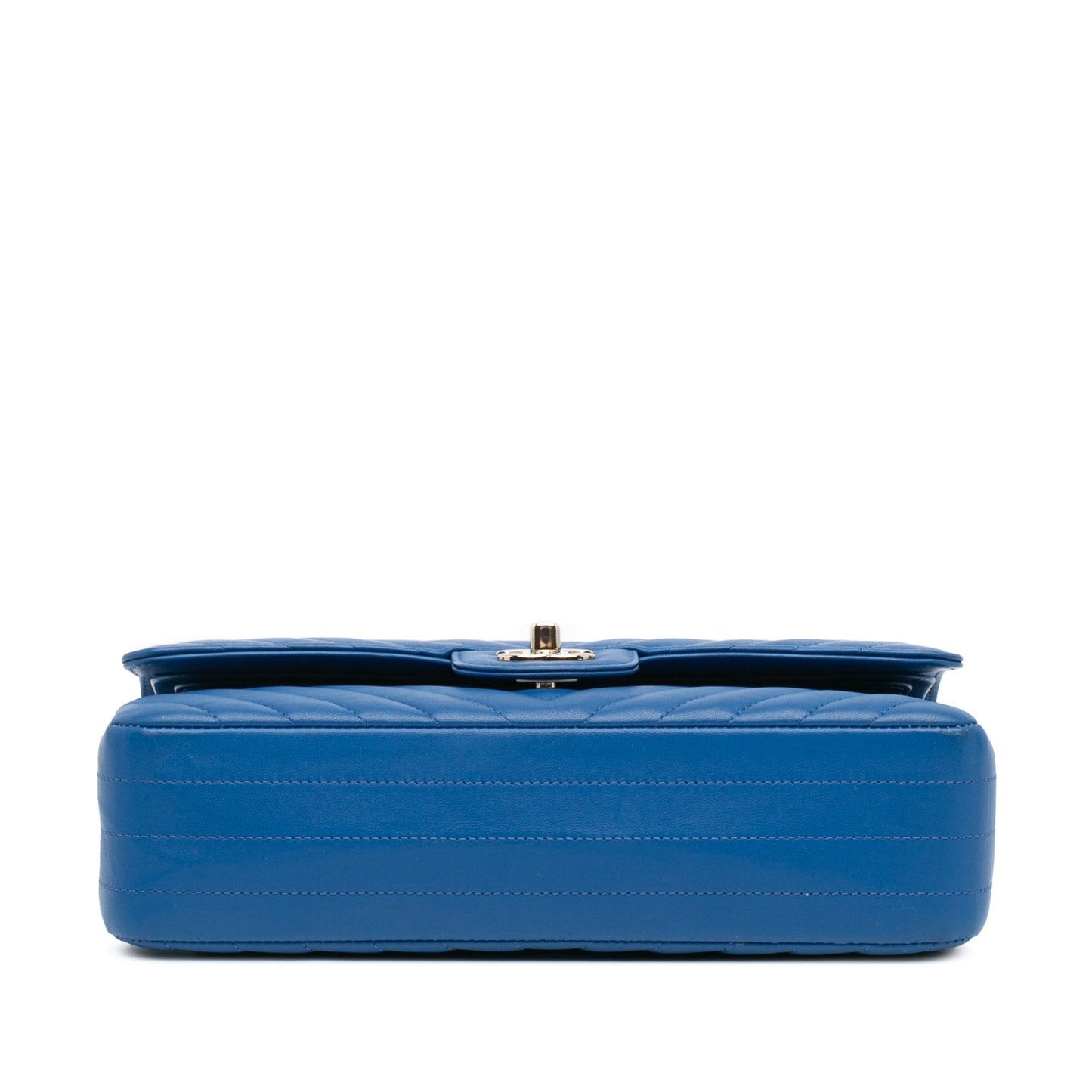 Chanel Medium Classic Chevron Lambskin Double Flap Blue