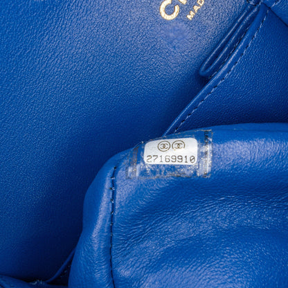 Chanel Medium Classic Chevron Lambskin Double Flap Blue