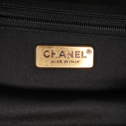 Chanel CC Glitter Lambskin Studded Frame Clutch on Chain Black