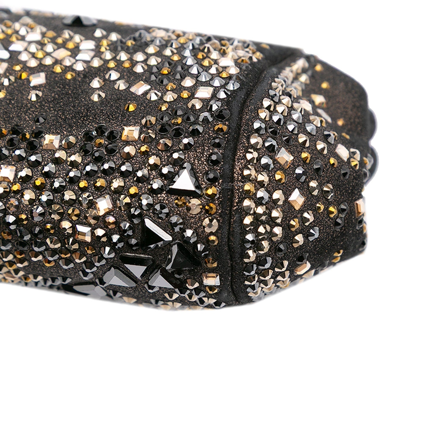 Chanel CC Glitter Lambskin Studded Frame Clutch on Chain Black