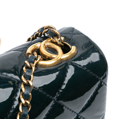 Chanel Paris-Salzburg Small Patent and Goatskin CC Eyelet Flap Blue