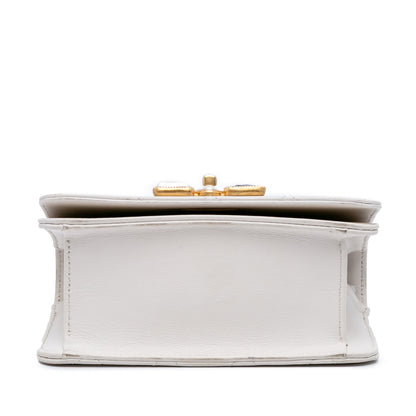 Chanel Small CC Quilted Calfskin Crystal Pearl Full Flap White