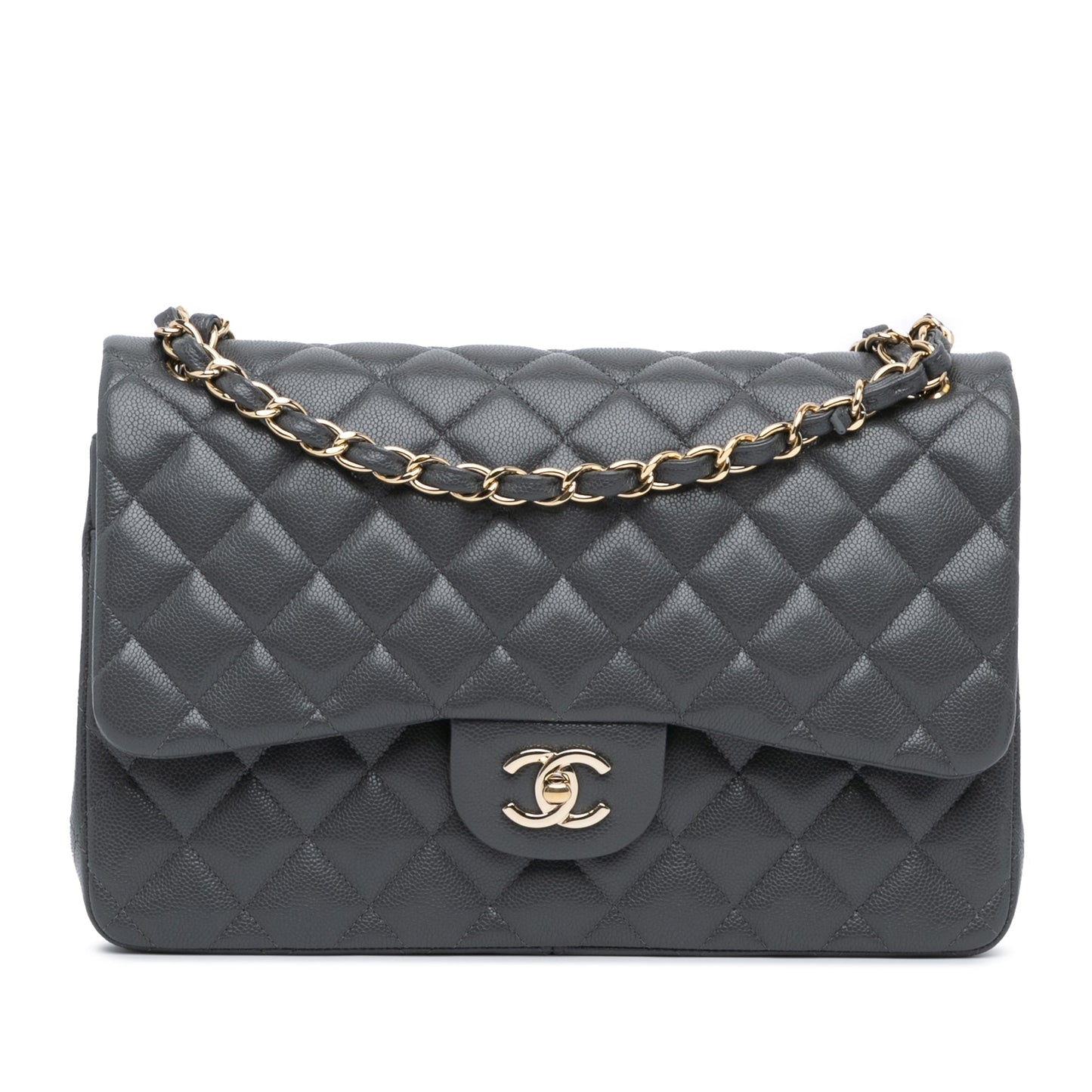 Chanel Jumbo Classic Caviar Double Flap Gray