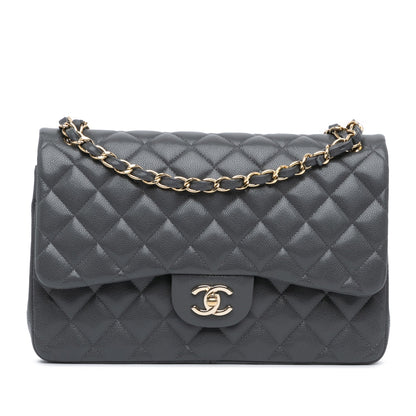 Chanel Jumbo Classic Caviar Double Flap Gray