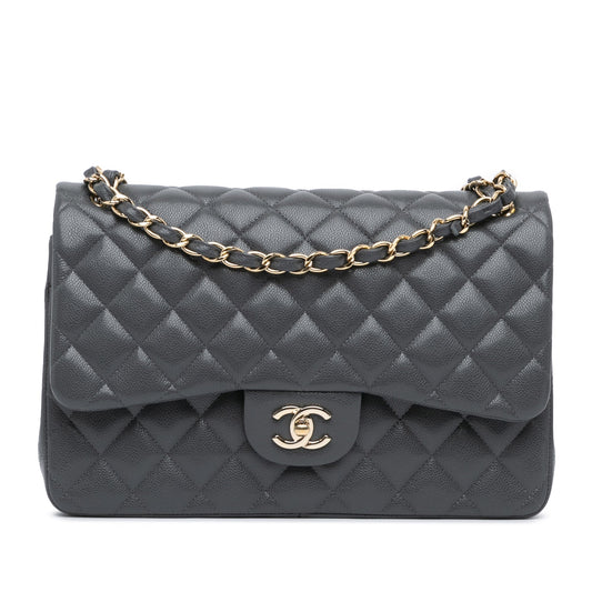 Chanel Jumbo Classic Caviar Double Flap Gray