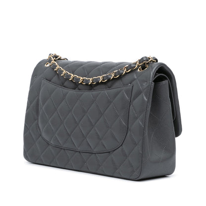 Chanel Jumbo Classic Caviar Double Flap Gray