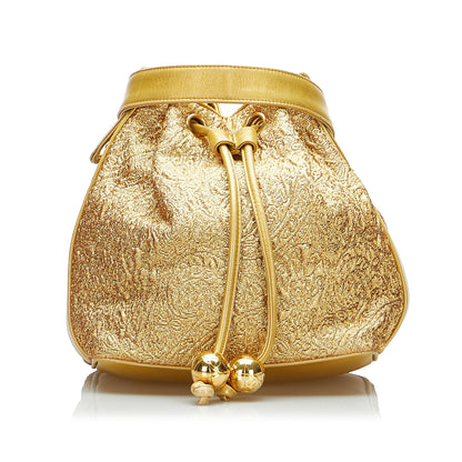 Chanel Brocade Bucket Bag Gold
