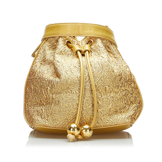 Chanel Brocade Bucket Bag Gold