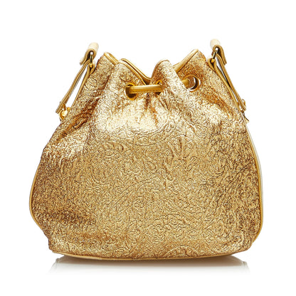 Chanel Brocade Bucket Bag Gold