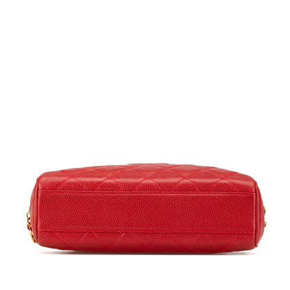 Chanel CC Quilted Caviar Chain Camera Bag Red