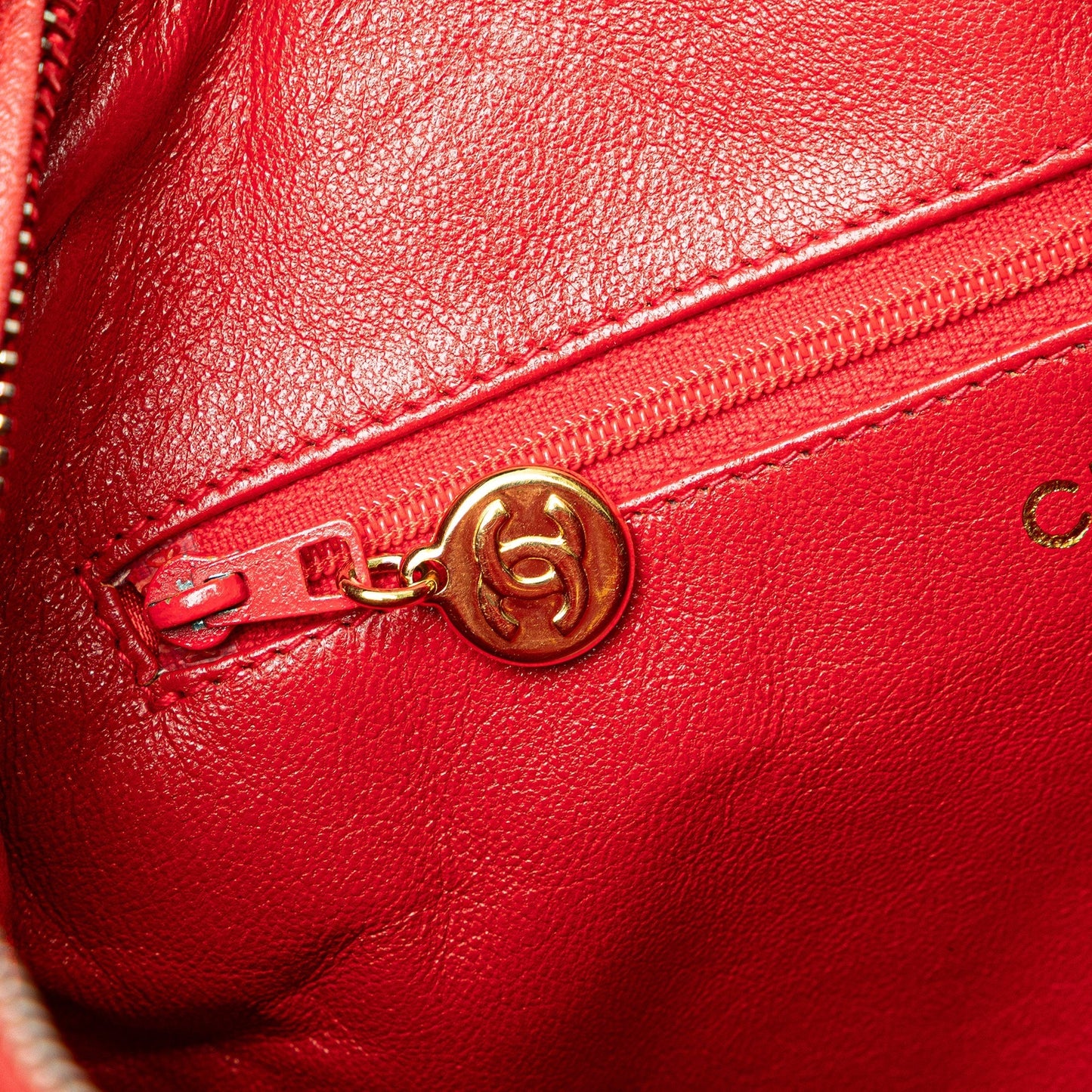 Chanel CC Quilted Caviar Chain Camera Bag Red