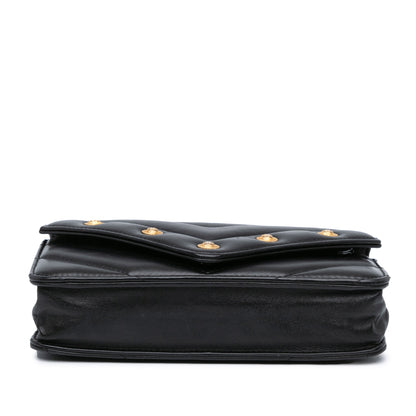 Chanel Chevron Lambskin Button Wallet On Chain Black