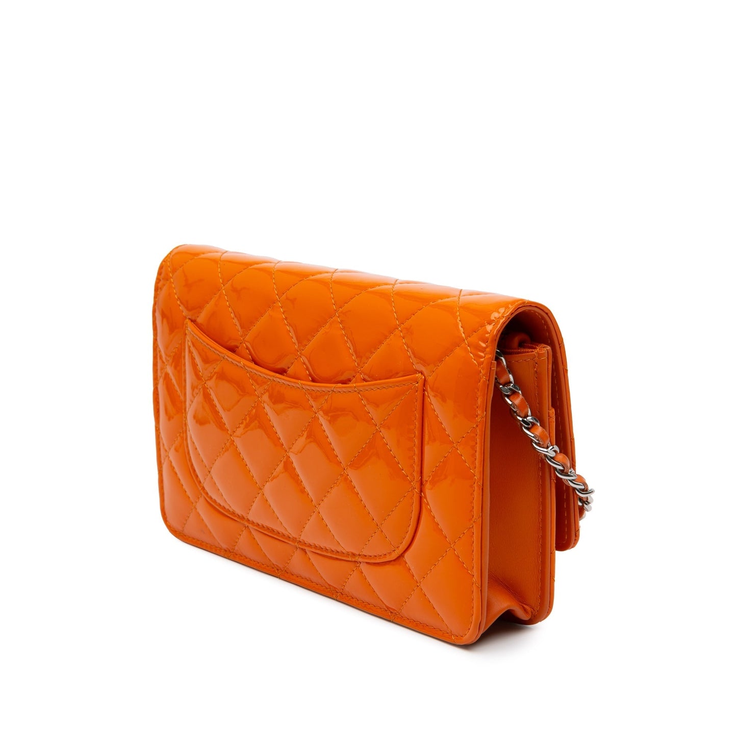 Chanel Classic Patent Wallet On Chain Orange