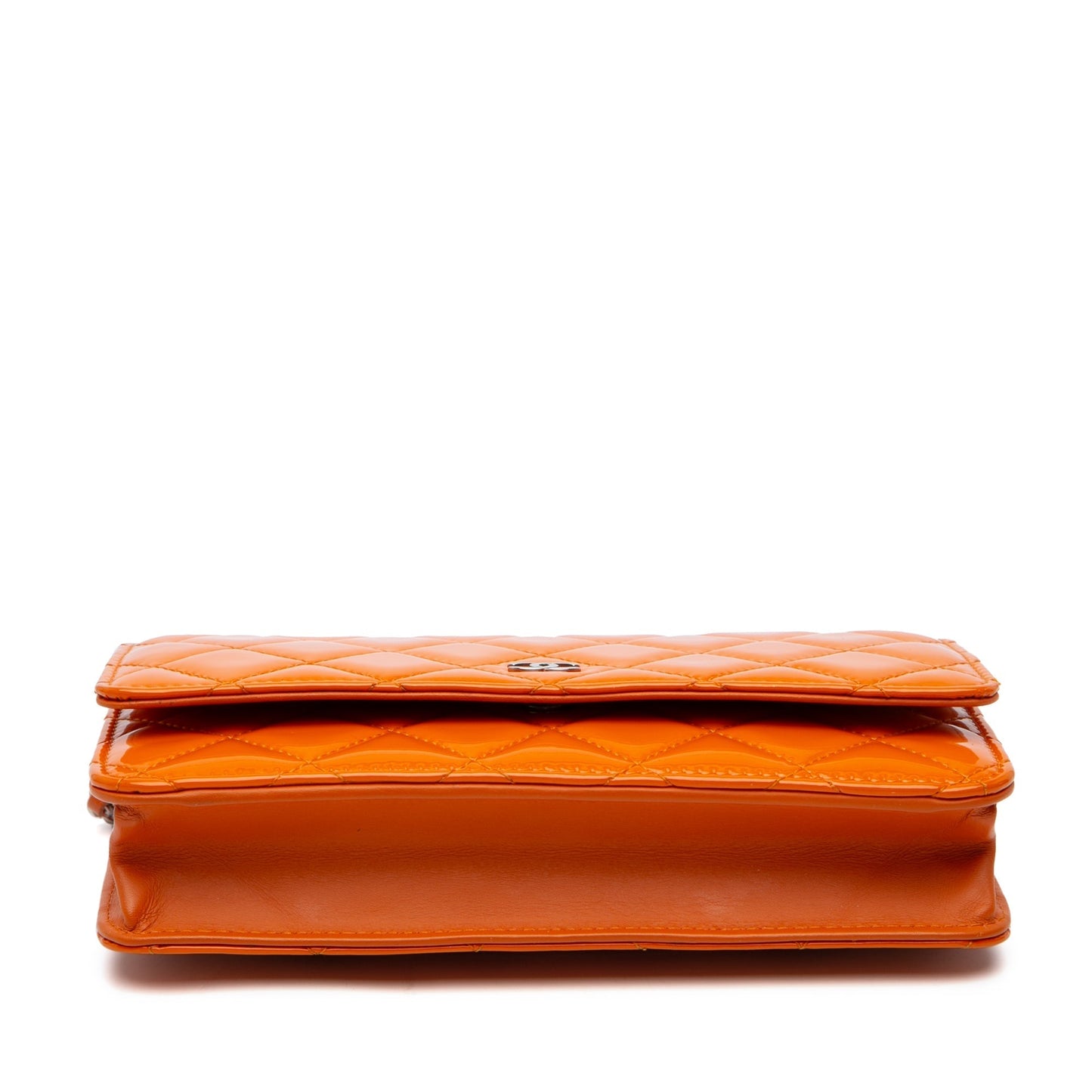 Chanel Classic Patent Wallet On Chain Orange