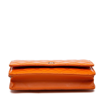Chanel Classic Patent Wallet On Chain Orange
