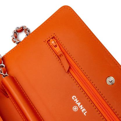 Chanel Classic Patent Wallet On Chain Orange