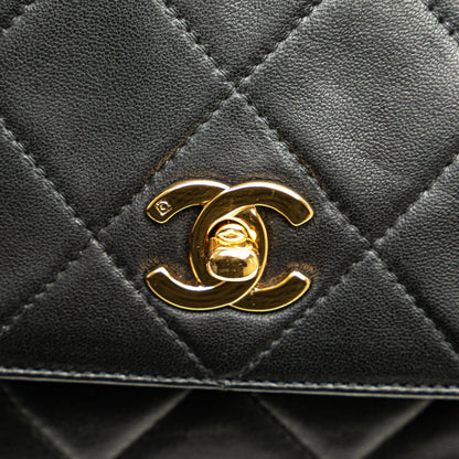 Chanel CC Quilted Lambskin Tassel Crossbody Black