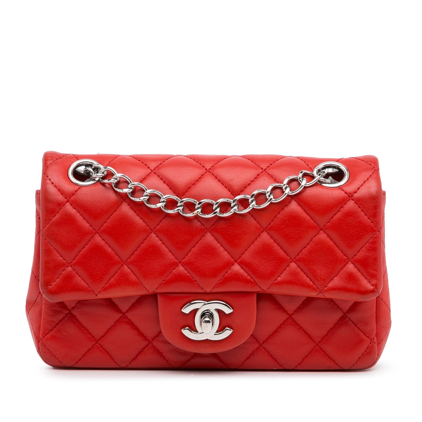 Chanel New Mini Classic Lambskin Single Flap Red