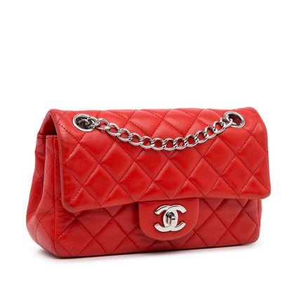 Chanel New Mini Rectangular Classic Lambskin Single Flap Red